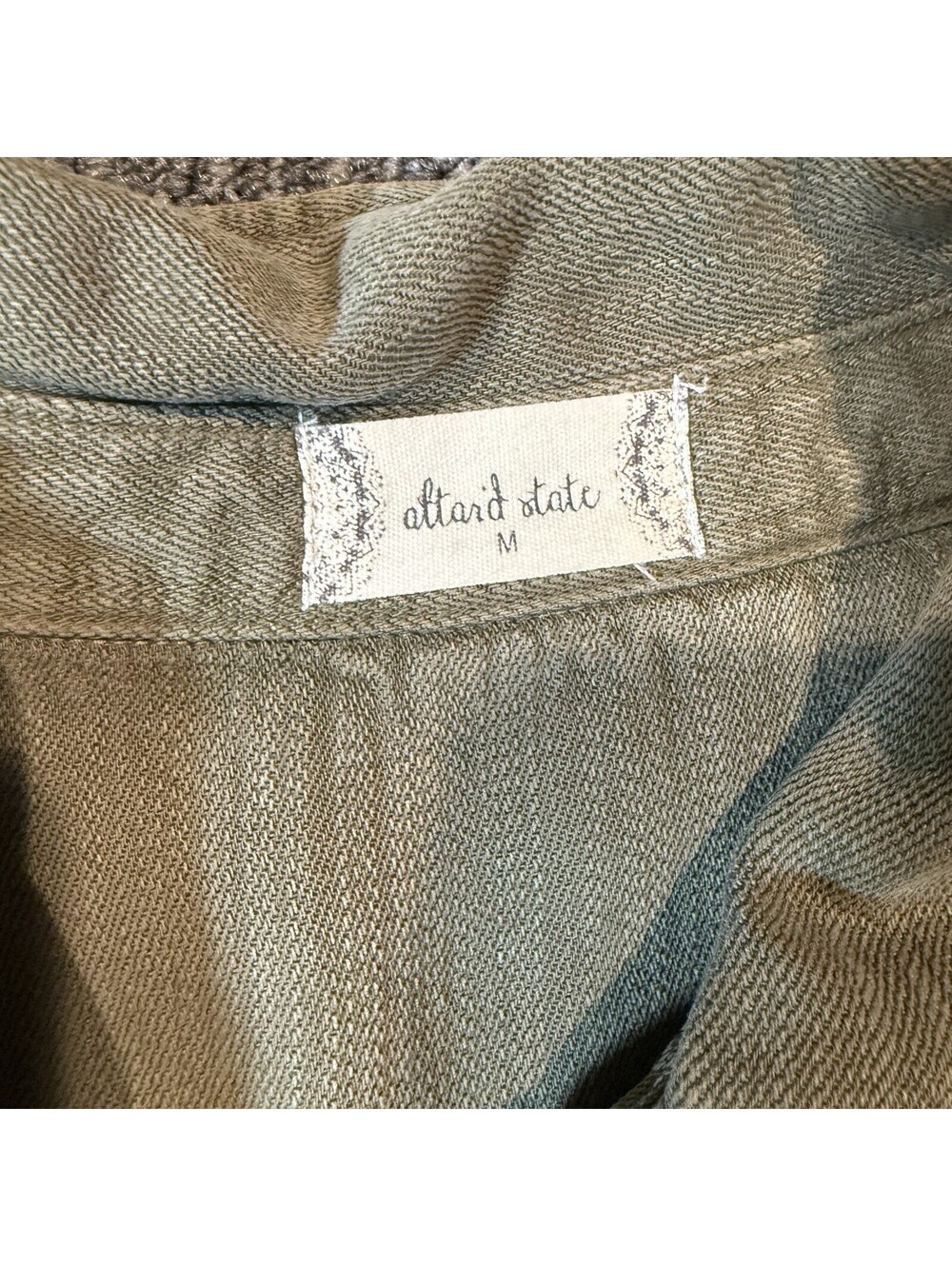 Altar’d State Anthropologie Army Green Tie Utility Jacket Medium Missing Belt - Picture 4 of 7
